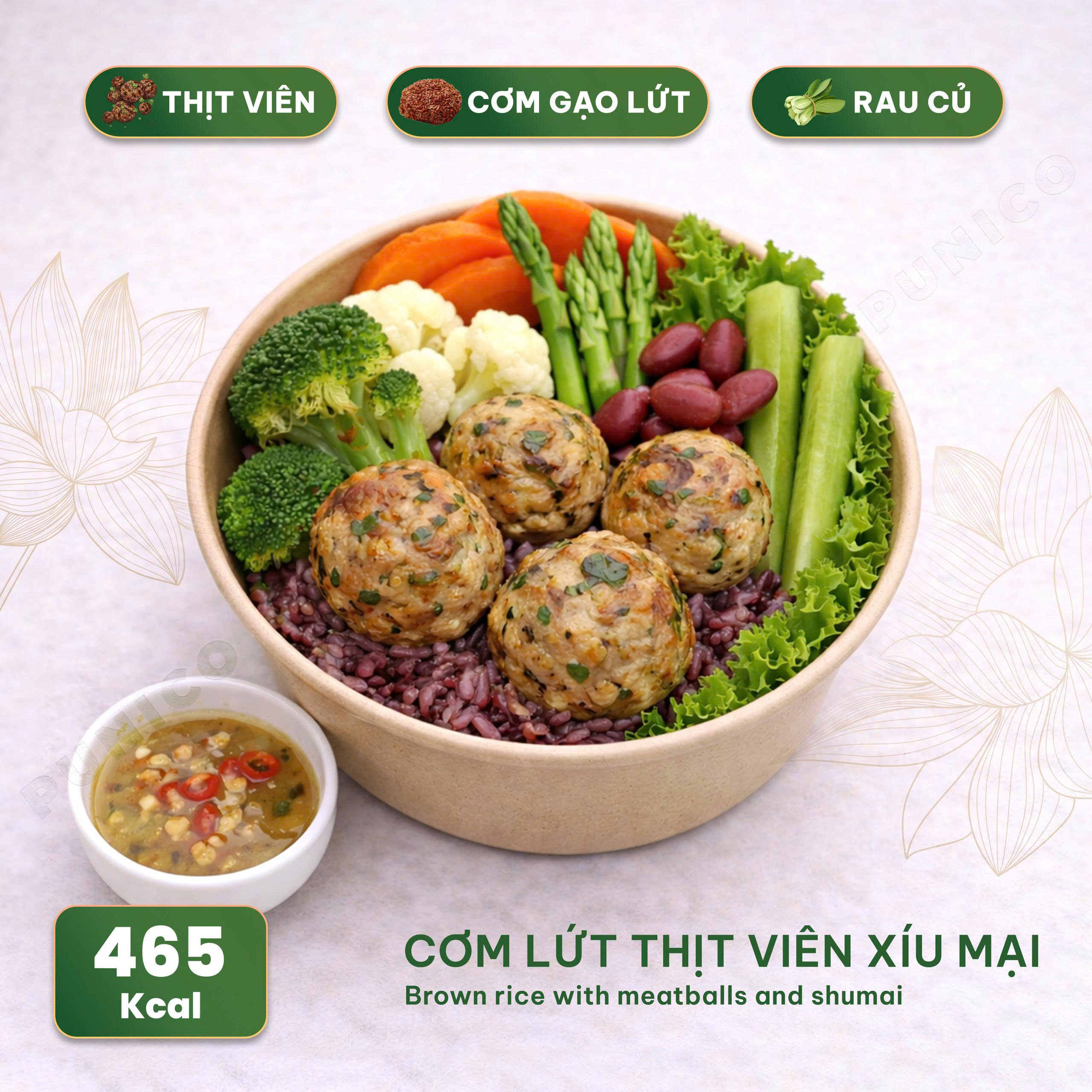 Cơm lứt Thịt viên xíu mại