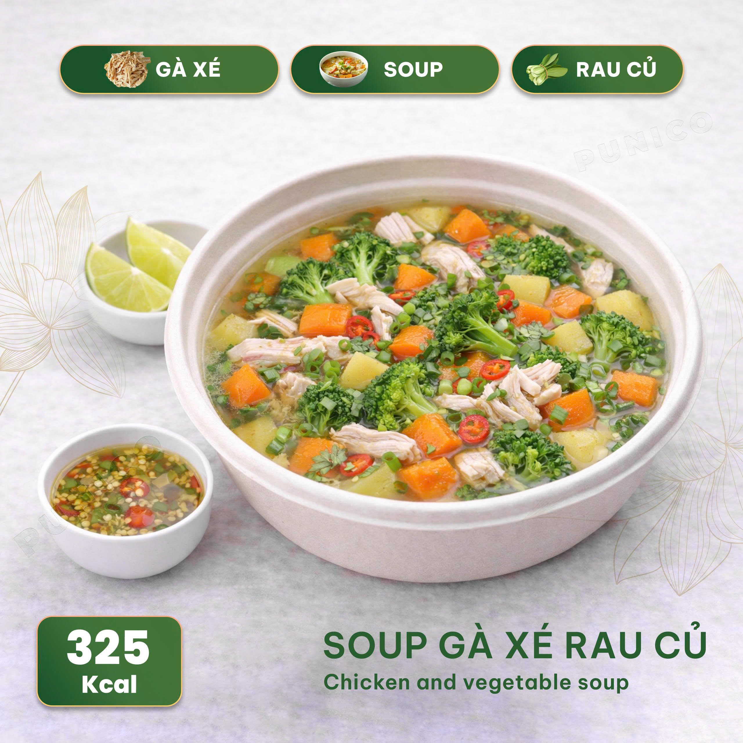Soup gà xé rau củ